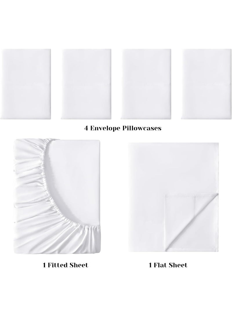 BYSURE Hotel Luxury Bed Sheets Set 4 Piece(Twin XL, White) - Super Soft 1800 Thread Count 100% Microfiber Sheets with Deep Pockets, Wrinkle & Fade Resistant - Image 1